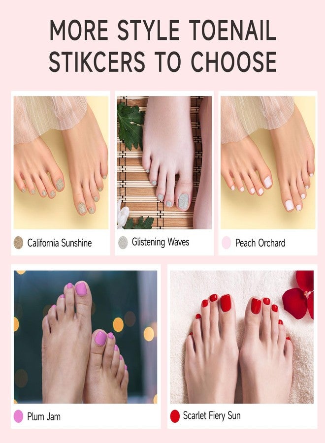 DUKASOU Semi Cured Gel Toe Nail Strips,32 Pcs Toe Nail Stickers Wraps(Glistening Waves),Long Lasting Toenail Strips with UV Light,Art Stickers Easy to Apply - Image 4